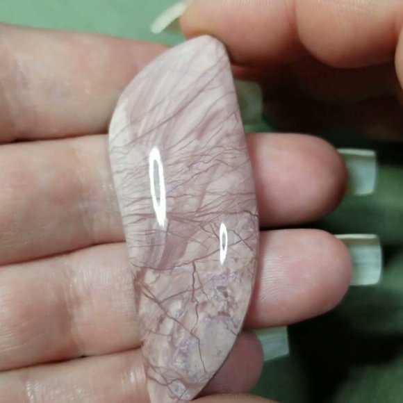 Pink Imperial Jasper Large Designer Cabochon 57.65 x 22.43 x 6.12mm - Picture 7 of 17